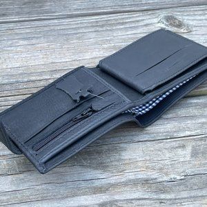 Handmade Genuine Leather Black Wallet Card Holder Purse Bi Fold Purse